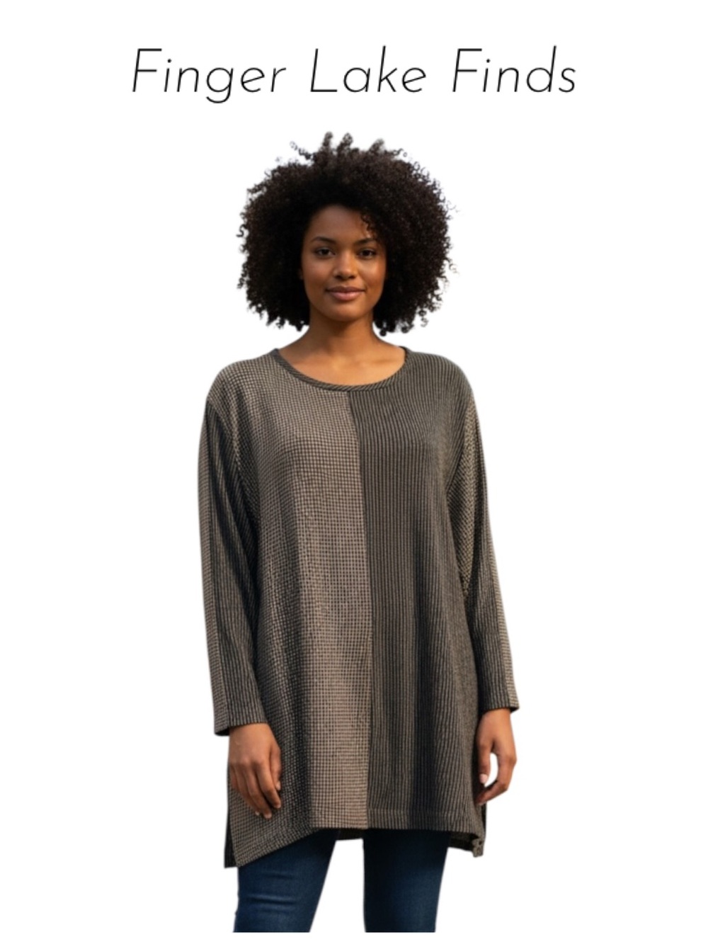 CTC Vintage Black and Tan Tunic Top, S